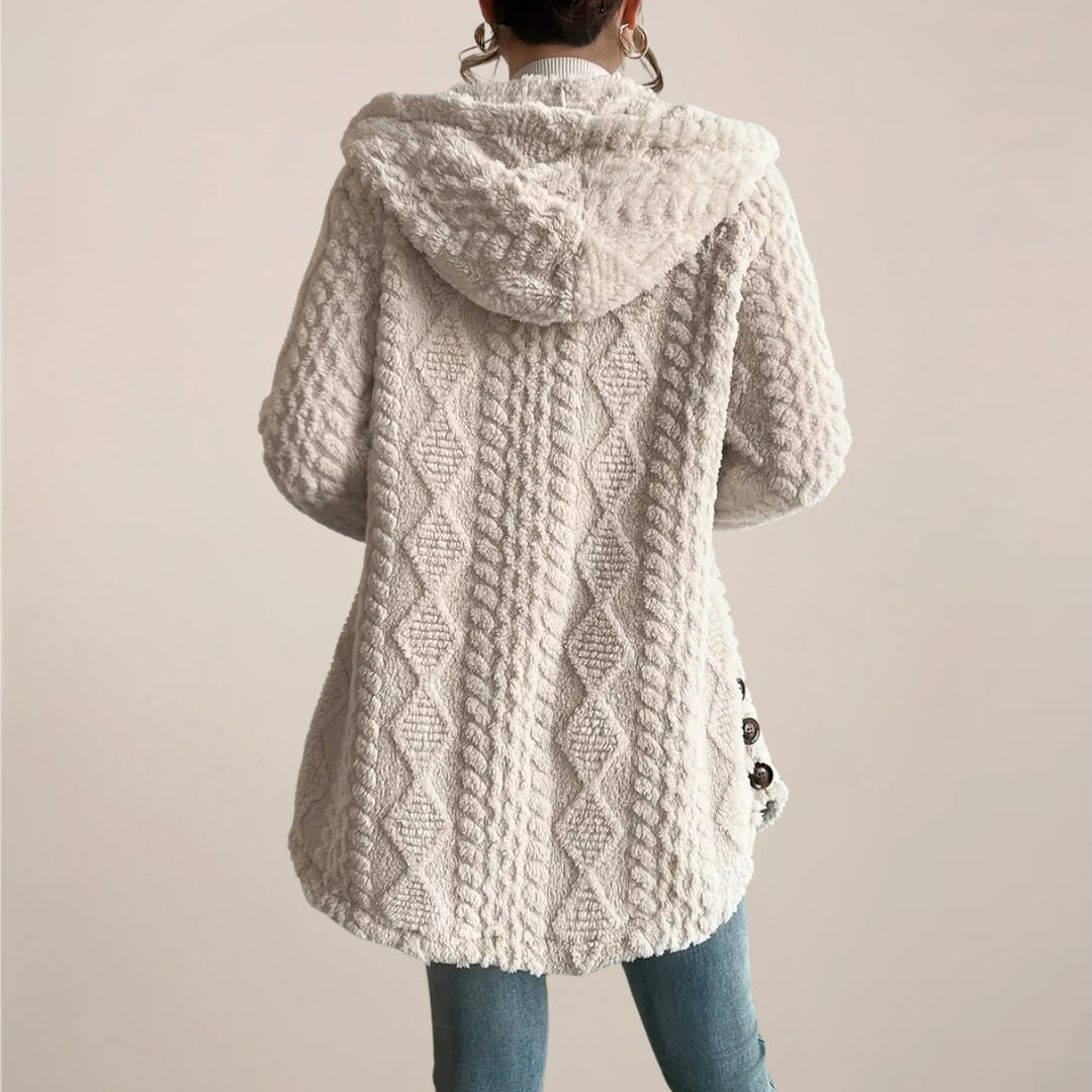 Women's Hooded Open-Front Fluffy Plush Longline Cardigan Coat