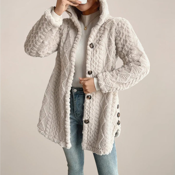 Women's Hooded Open-Front Fluffy Plush Longline Cardigan Coat