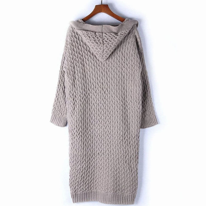 Women's Hooded Oversized Knit Cardigan Long Cable Jumper