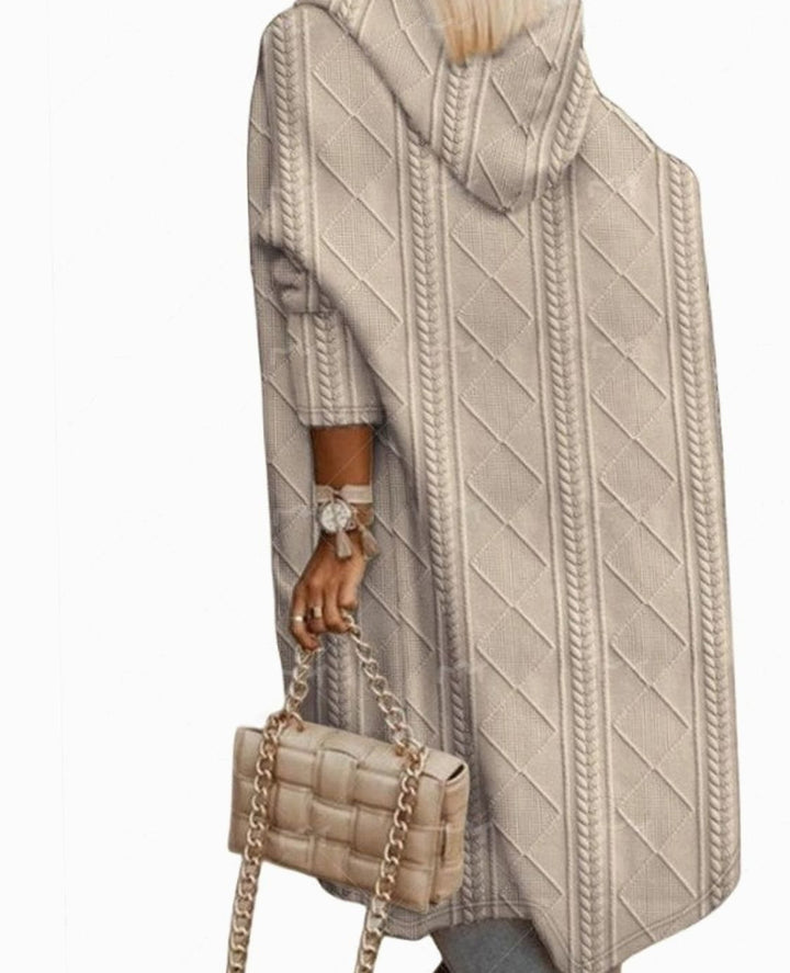 Women's Hooded Oversized Knit Cardigan Long Cable-Knit Open Front