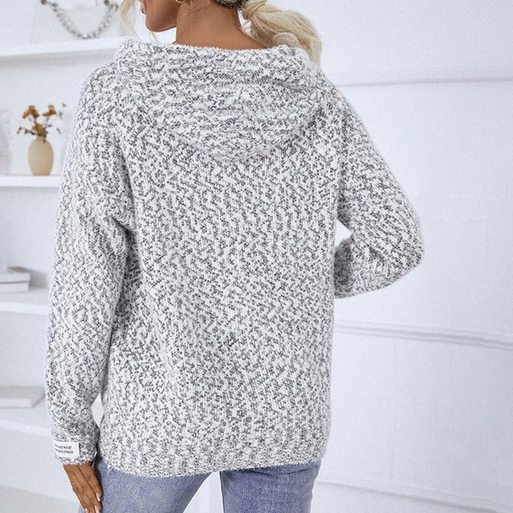 Women's Hooded Oversized Knit Cardigan Long Sleeve Zip-Up Jumper