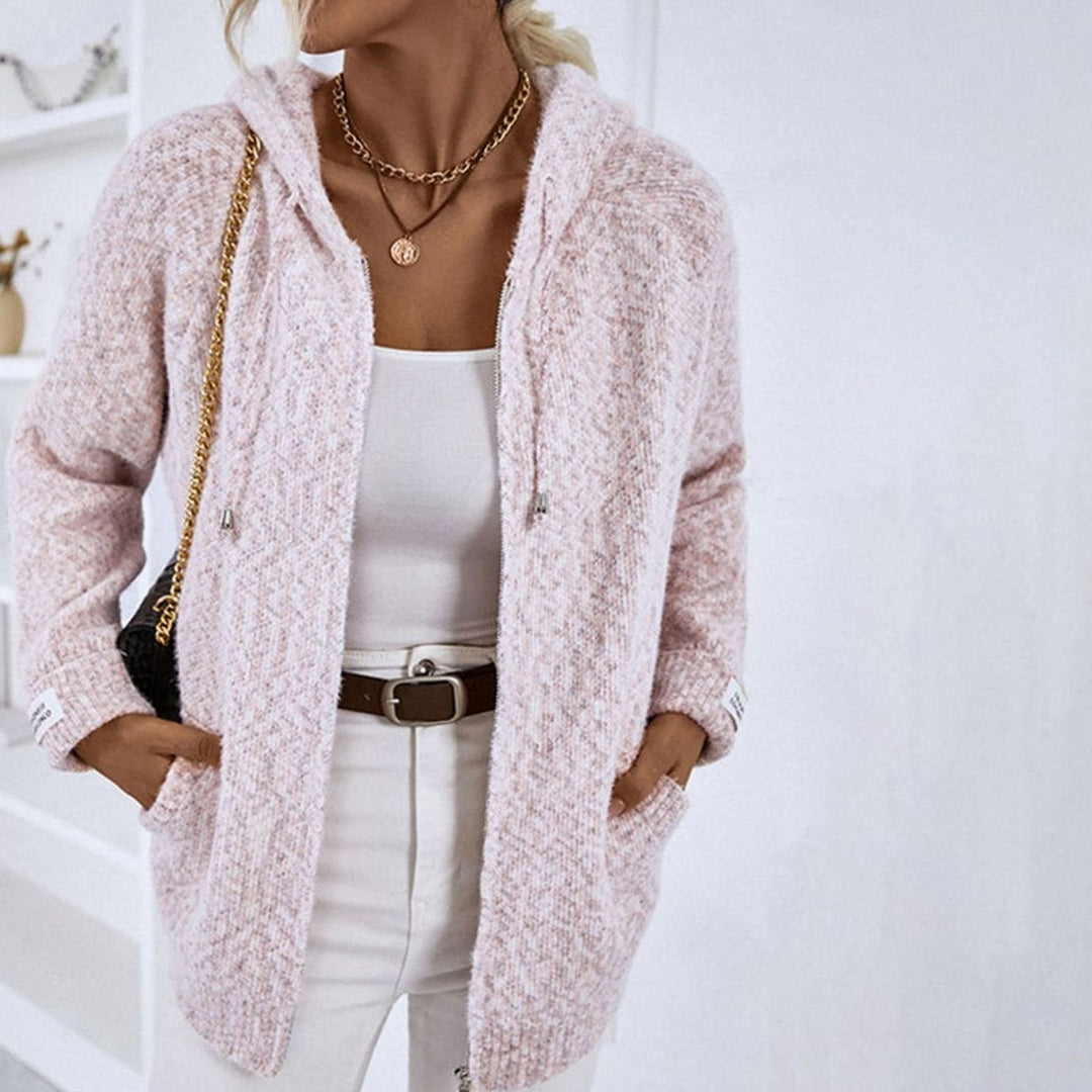 Women's Hooded Oversized Knit Cardigan Long Sleeve Zip-Up Jumper