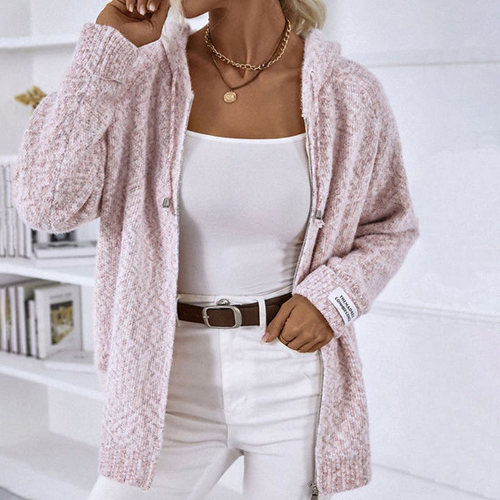 Women's Hooded Oversized Knit Cardigan Long Sleeve Zip-Up Jumper