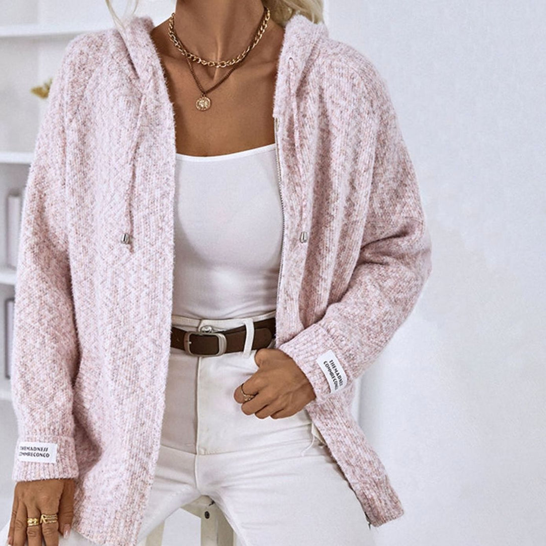Women's Hooded Oversized Knit Cardigan Long Sleeve Zip-Up Jumper