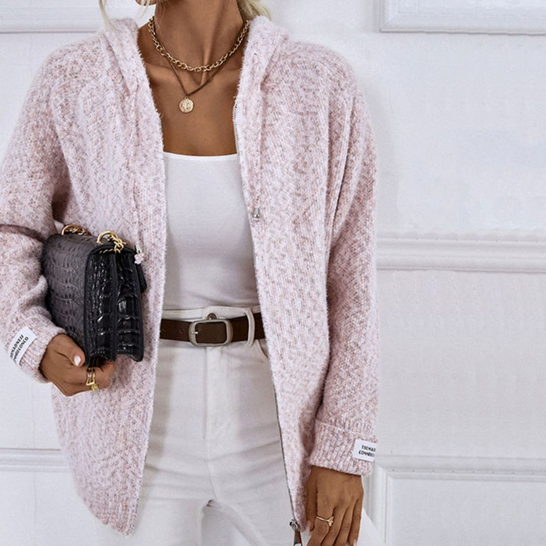 Women's Hooded Oversized Knit Cardigan Long Sleeve Zip-Up Jumper