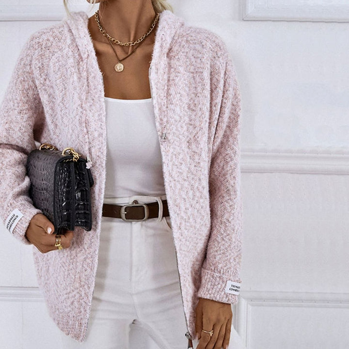 Women's Hooded Oversized Knit Cardigan Long Sleeve Zip-Up Jumper