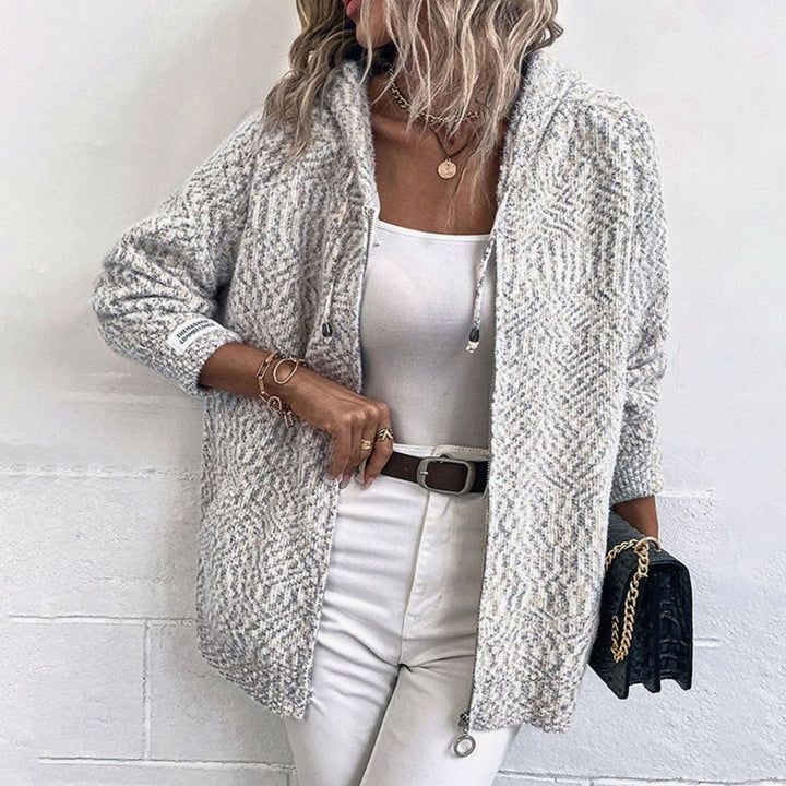 Women's Hooded Oversized Knit Cardigan Long Sleeve Zip-Up Jumper