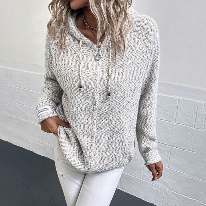 Women's Hooded Oversized Knit Cardigan Long Sleeve Zip-Up Jumper
