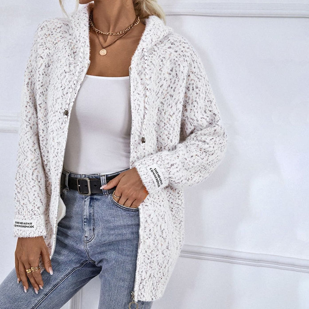 Women's Hooded Oversized Knit Cardigan Long Sleeve Zip-Up Jumper