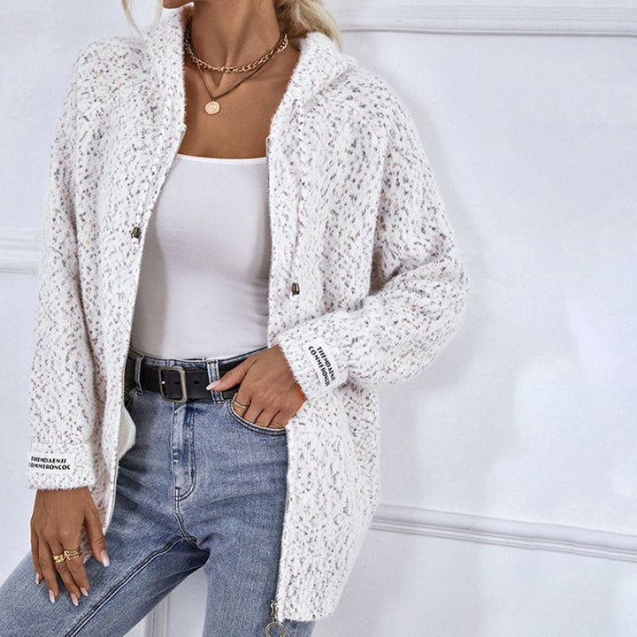 Women's Hooded Oversized Knit Cardigan Long Sleeve Zip-Up Jumper