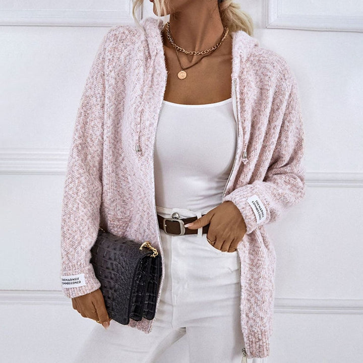 Women's Hooded Oversized Knit Cardigan Long Sleeve Zip-Up Jumper