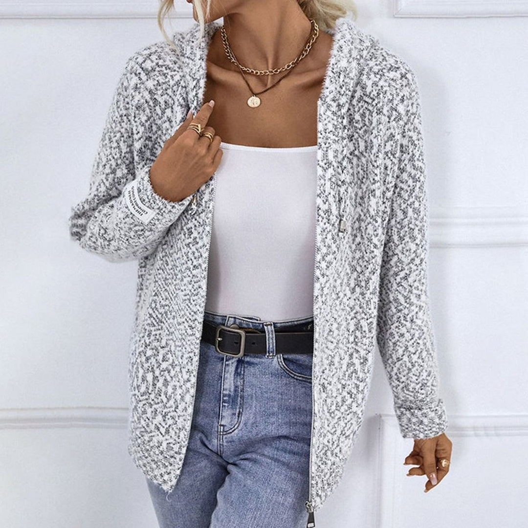 Women's Hooded Oversized Knit Cardigan Long Sleeve Zip-Up Jumper