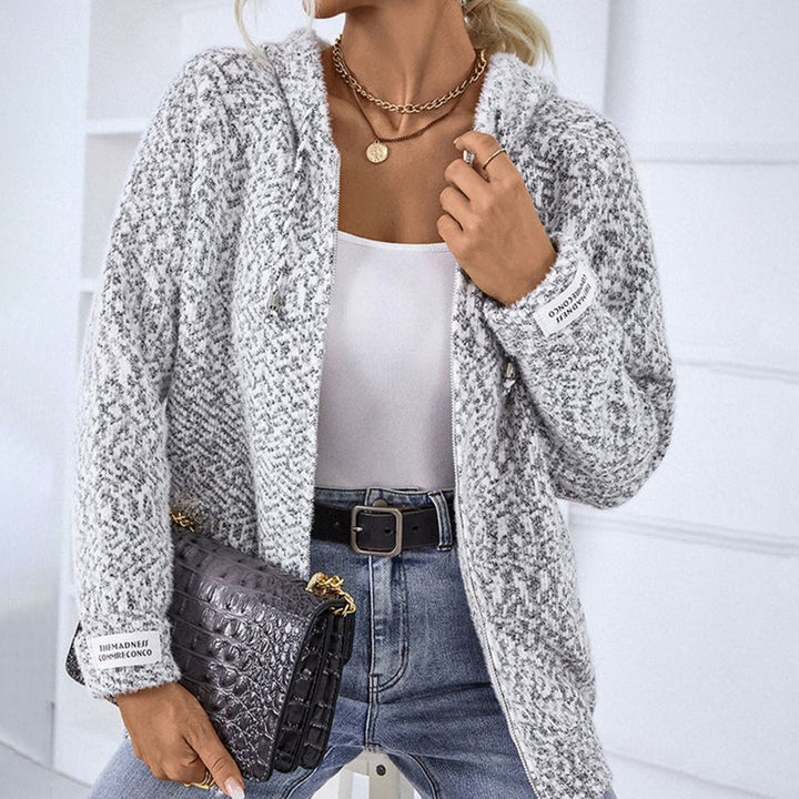 Women's Hooded Oversized Knit Cardigan Long Sleeve Zip-Up Jumper