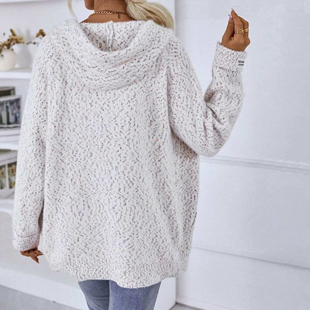 Women's Hooded Oversized Knit Cardigan Long Sleeve Zip-Up Jumper