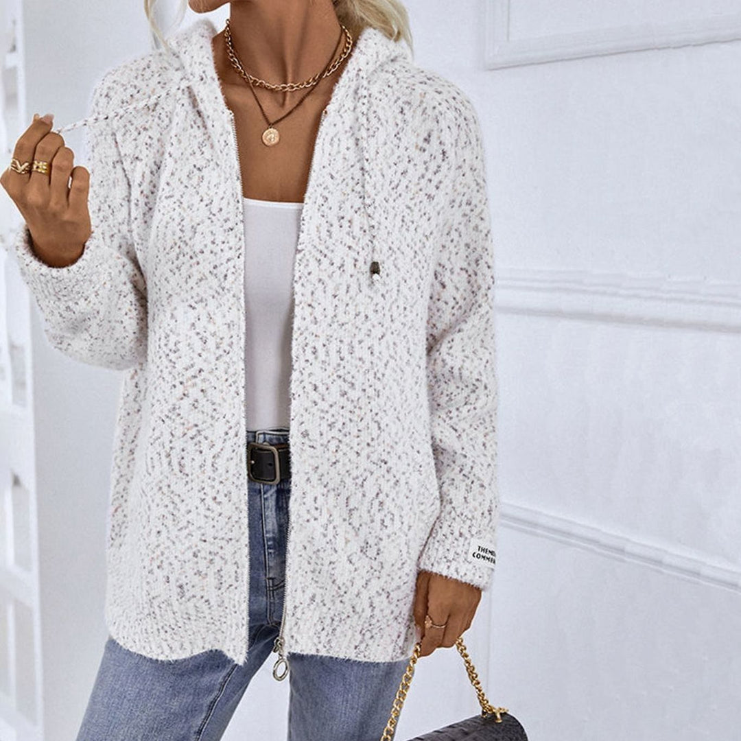 Women's Hooded Oversized Knit Cardigan Long Sleeve Zip-Up Jumper