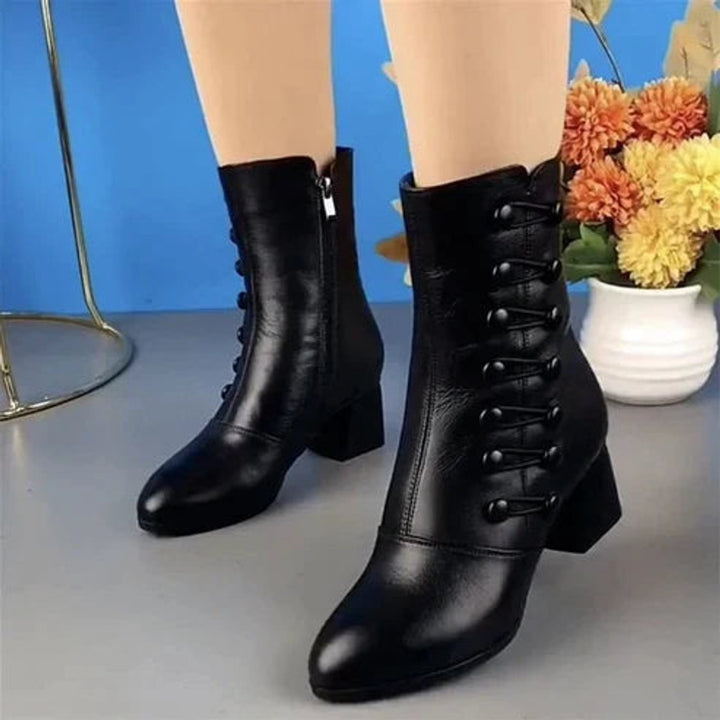 Women's Lace-Up Block Heel Ankle Heeled Boots