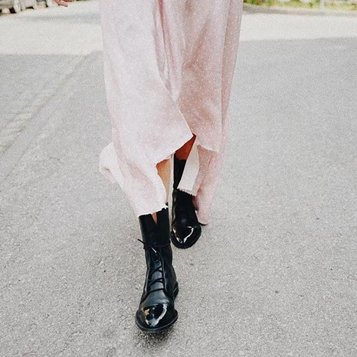 Women's Lace-Up Leather Ankle Heeled Boots