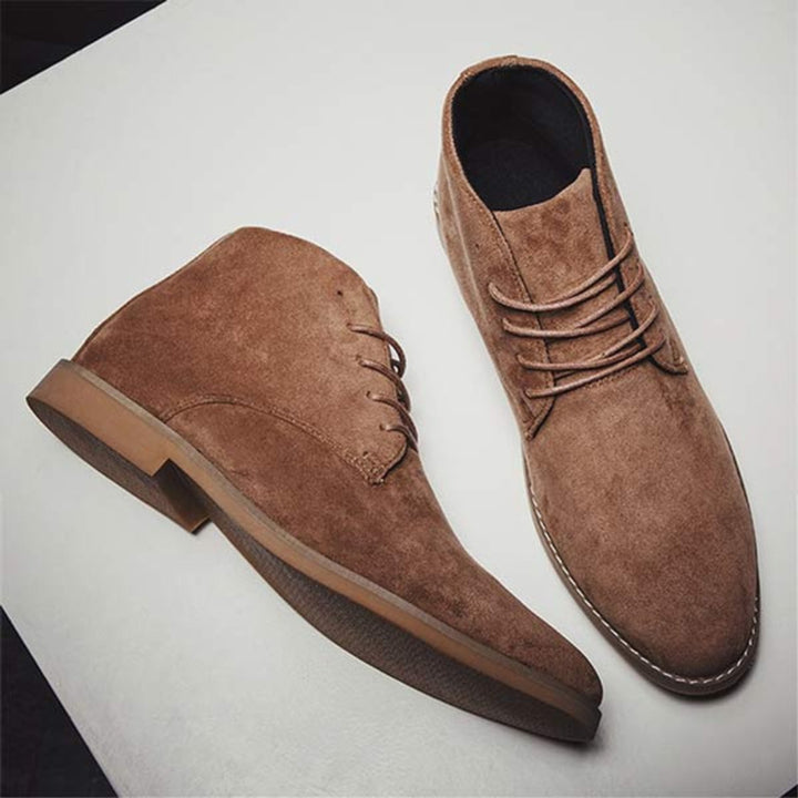 Women's Lace-Up Suede Flat Ankle Heeled Boots