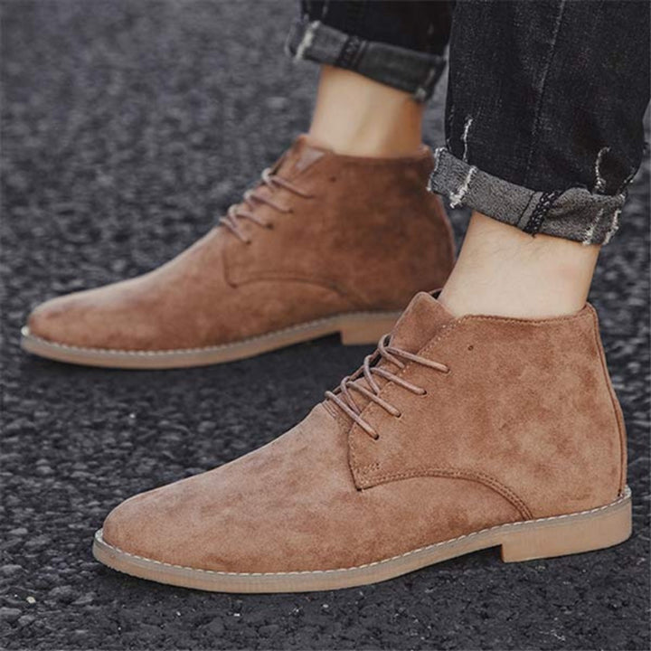 Women's Lace-Up Suede Flat Ankle Heeled Boots