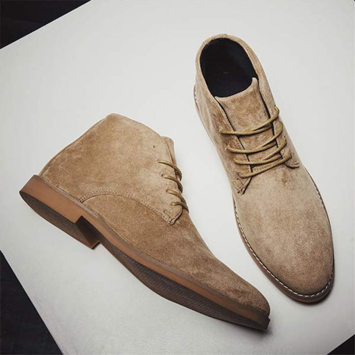 Women's Lace-Up Suede Flat Ankle Heeled Boots