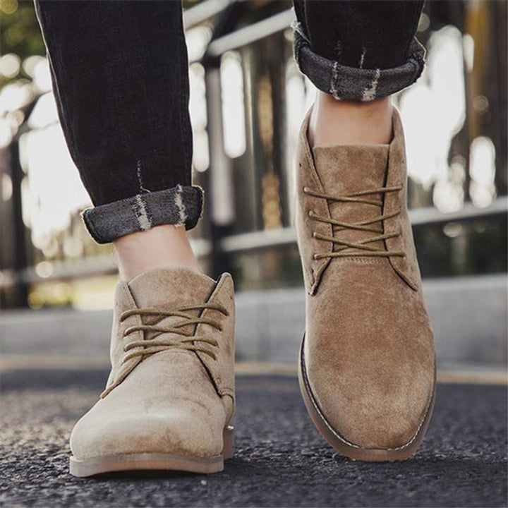 Women's Lace-Up Suede Flat Ankle Heeled Boots