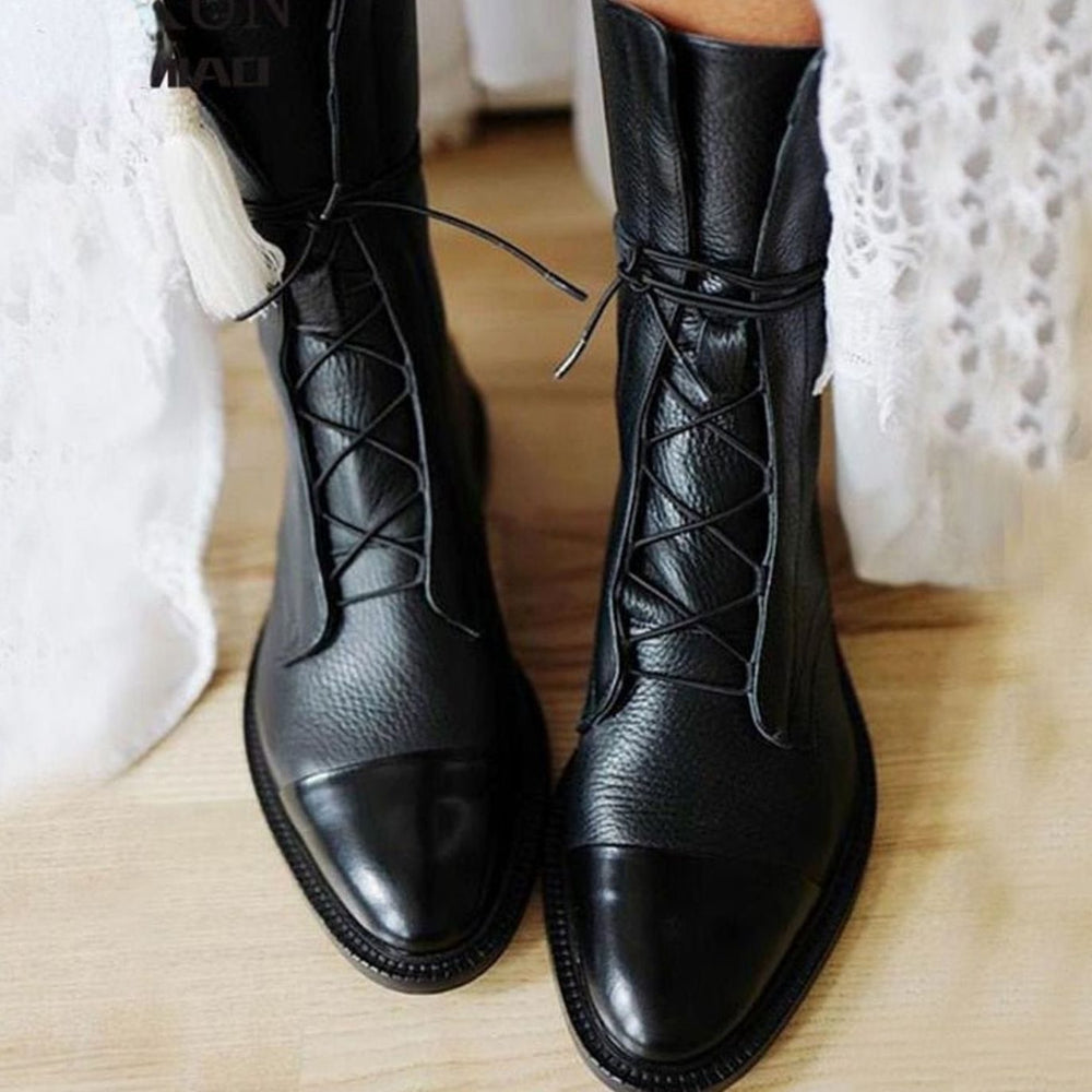 Women's Leather Lace-Up Classic Ankle Boots