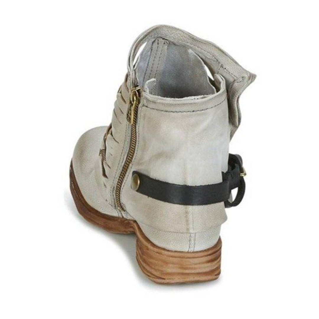 Women's Leather-Look Buckle Strap Ankle Heeled Boots