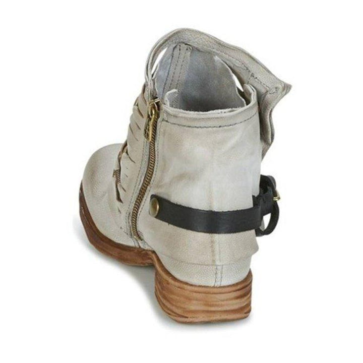 Women's Leather-Look Buckle Strap Ankle Heeled Boots