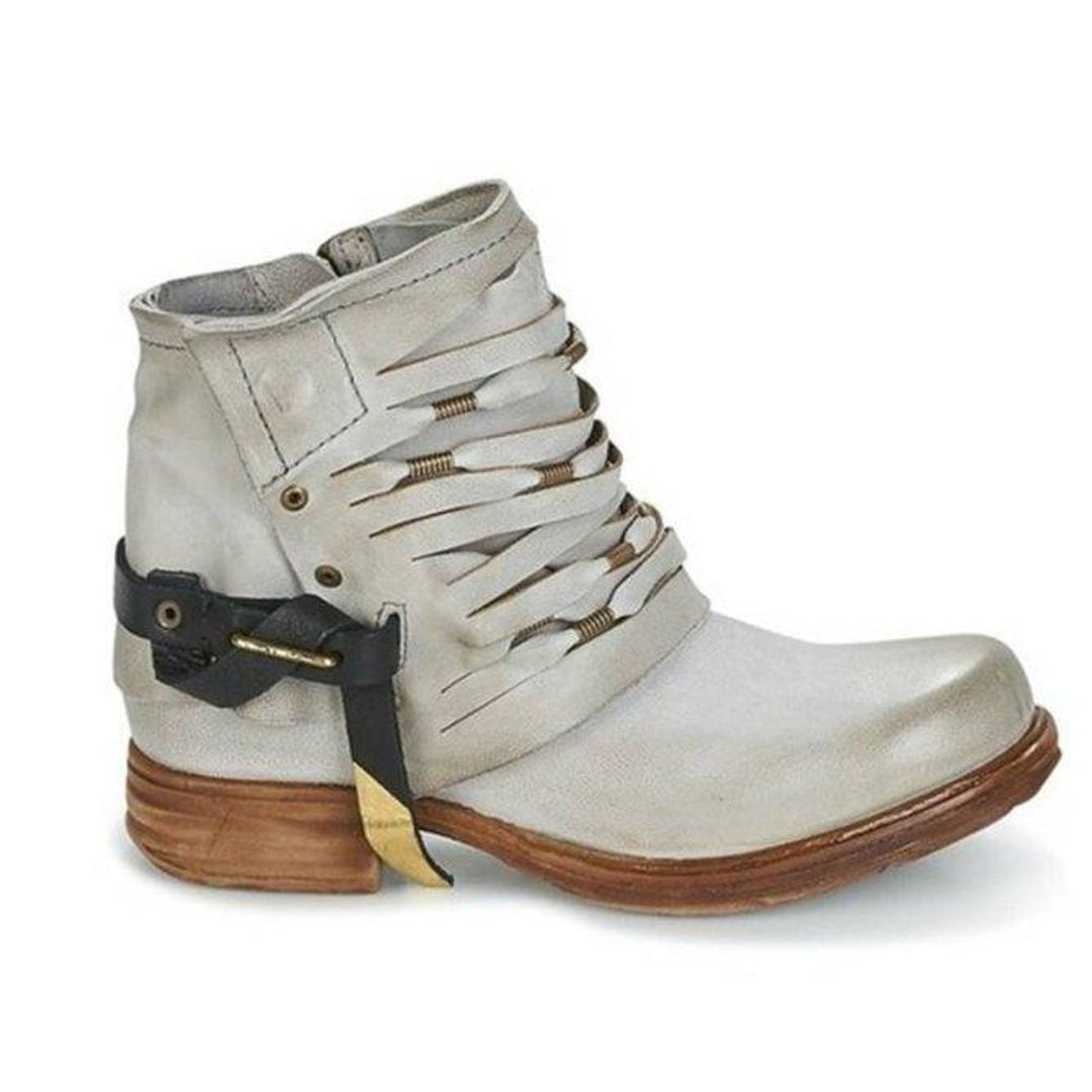 Women's Leather-Look Buckle Strap Ankle Heeled Boots