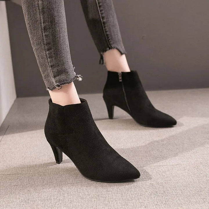 Women's Leopard Print Stiletto Ankle Heeled Boots Pointed Toe