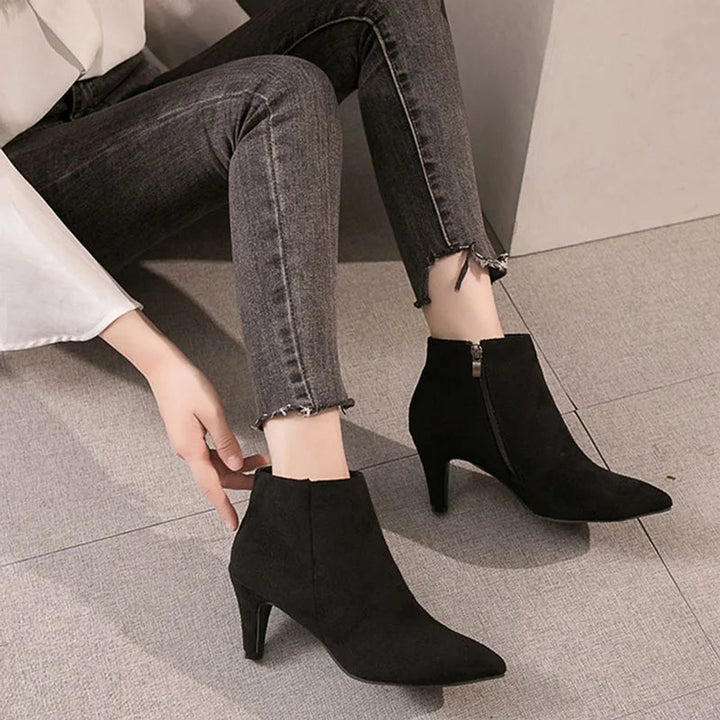 Women's Leopard Print Stiletto Ankle Heeled Boots Pointed Toe