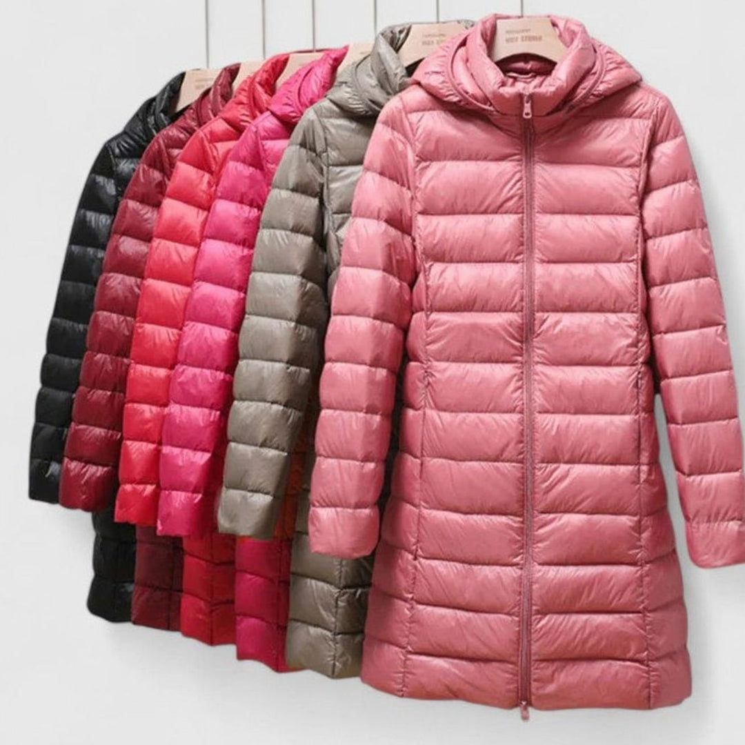 Women's Lightweight Hooded Long-Line Quilted Puffer Jacket