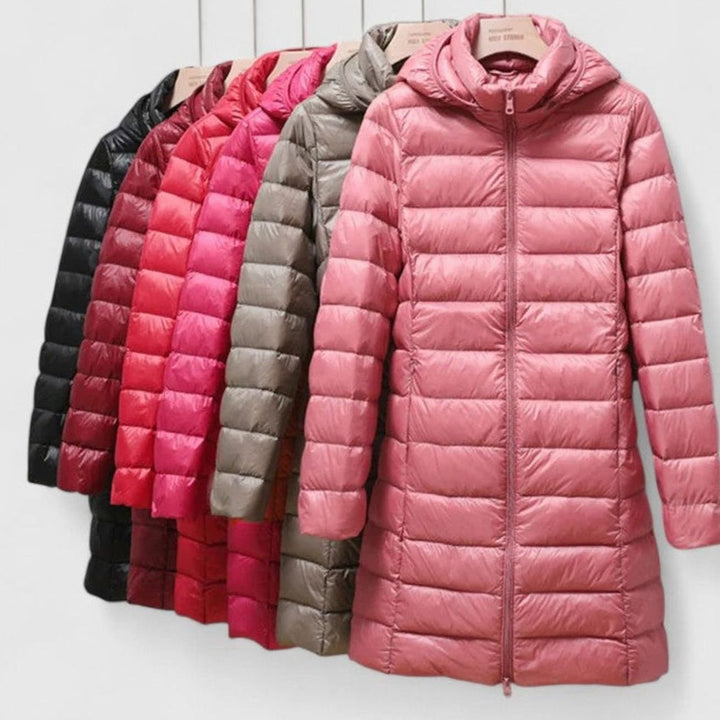 Women's Lightweight Hooded Long-Line Quilted Puffer Jacket