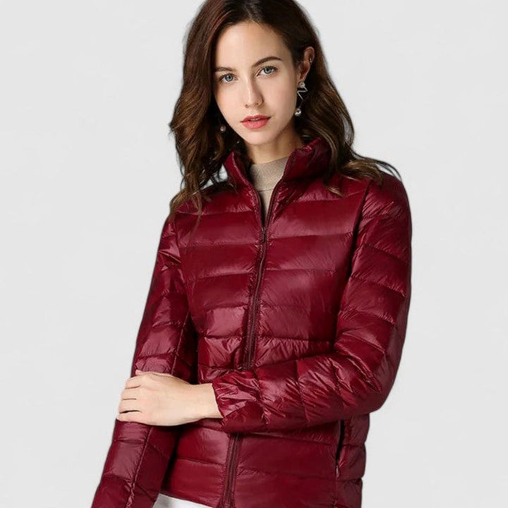 Women's Lightweight Quilted Packable Puffer Jacket - Burgundy