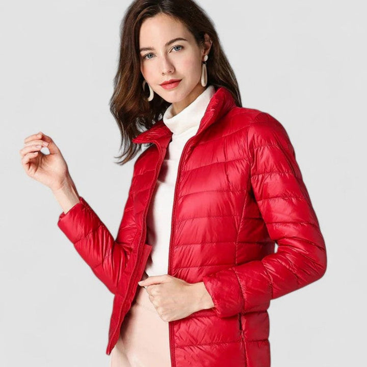 Women's Lightweight Quilted Packable Puffer Jacket - Red