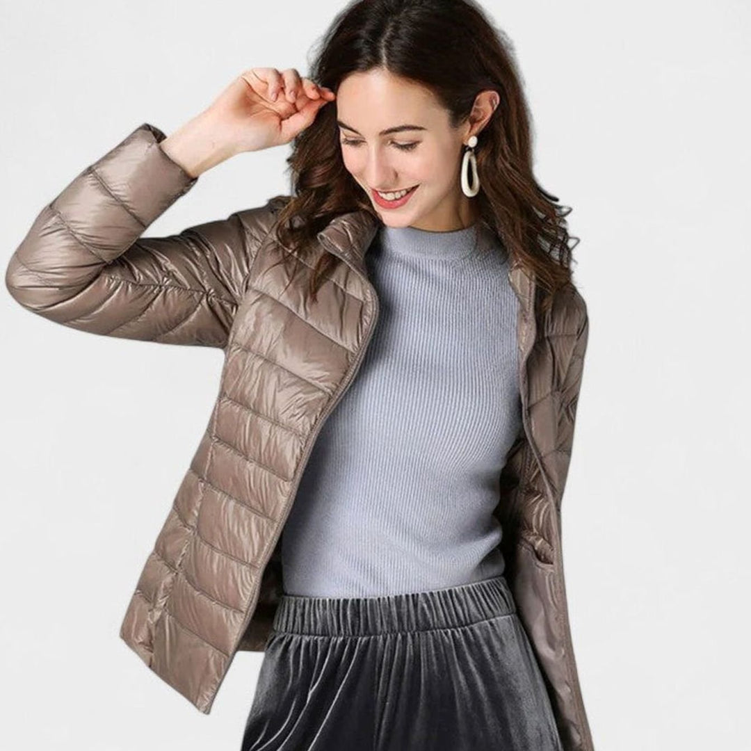 Women's Lightweight Quilted Packable Puffer Jacket - Champagne