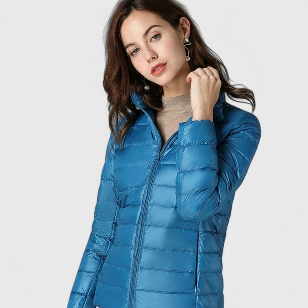 Women's Lightweight Quilted Packable Puffer Jacket - Sky Blue