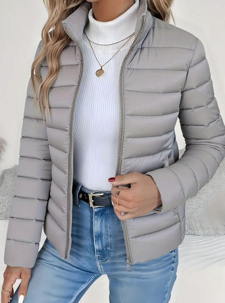 Women's Lightweight Quilted Zip-Up Puffer Jacket - Grey