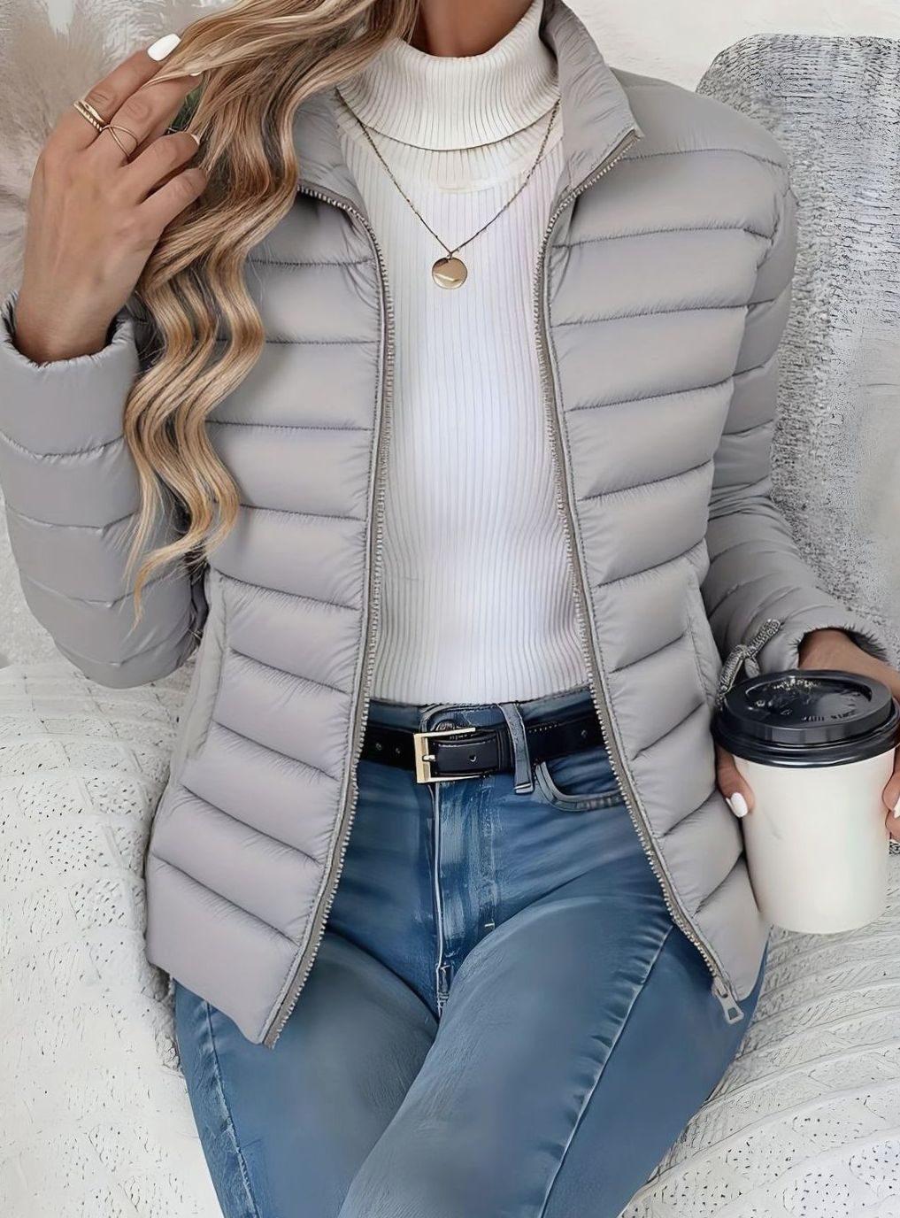 Women's Lightweight Quilted Zip-Up Puffer Jacket