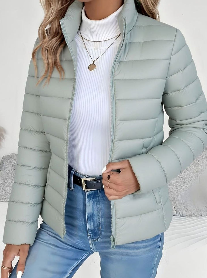 Women's Lightweight Quilted Zip-Up Puffer Jacket - Sage Green