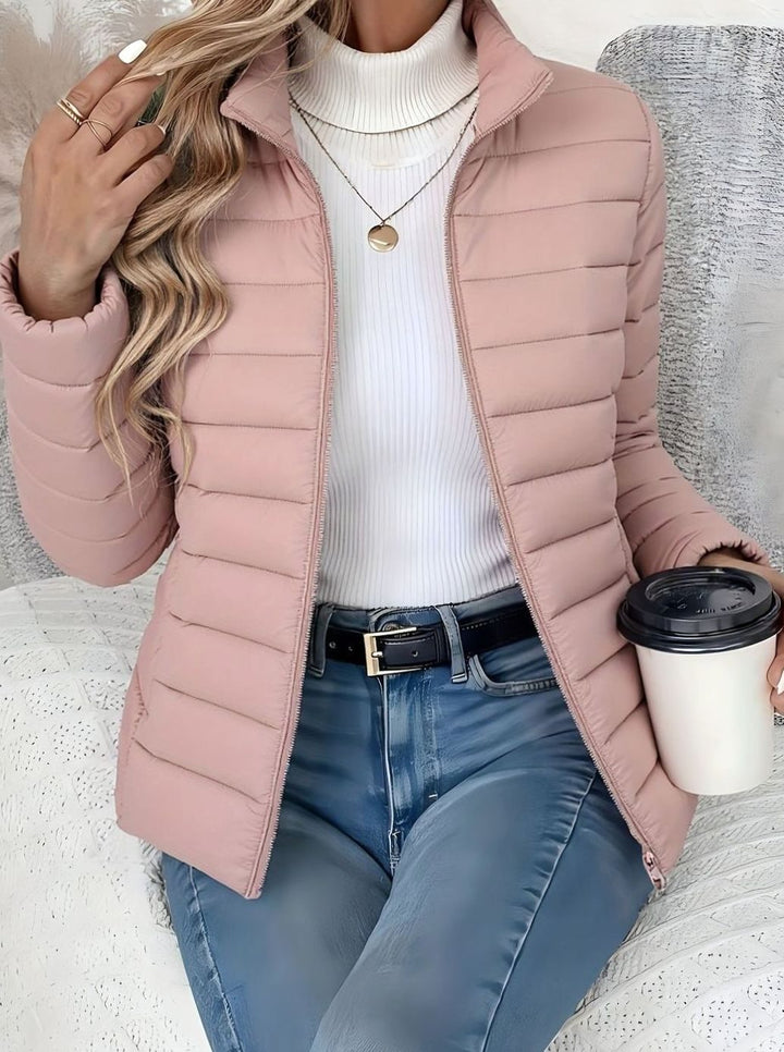 Women's Lightweight Quilted Zip-Up Puffer Jacket - Pink