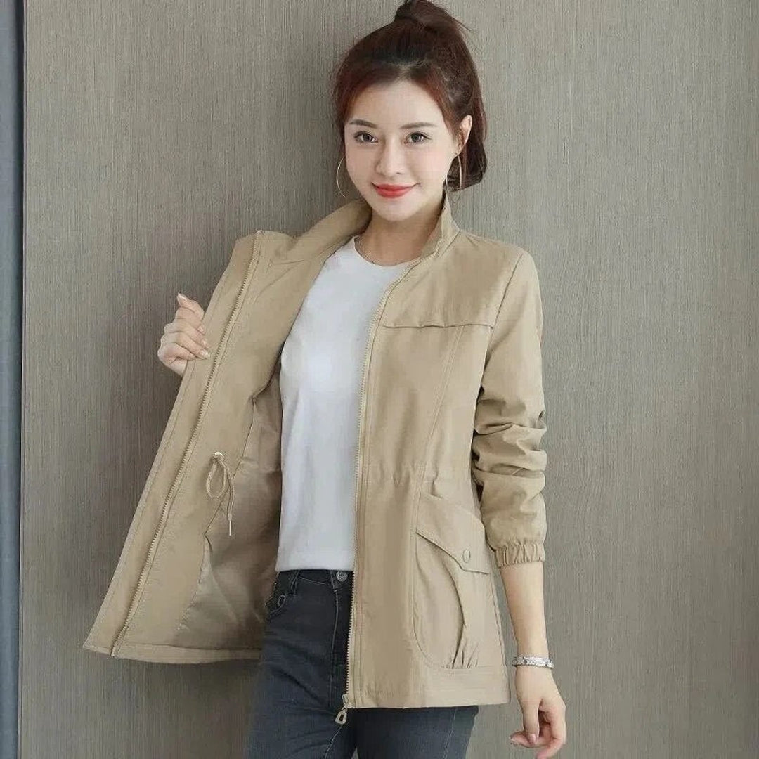 Women's Lightweight Zip-Up Drawstring-Waist Transitional Jacket