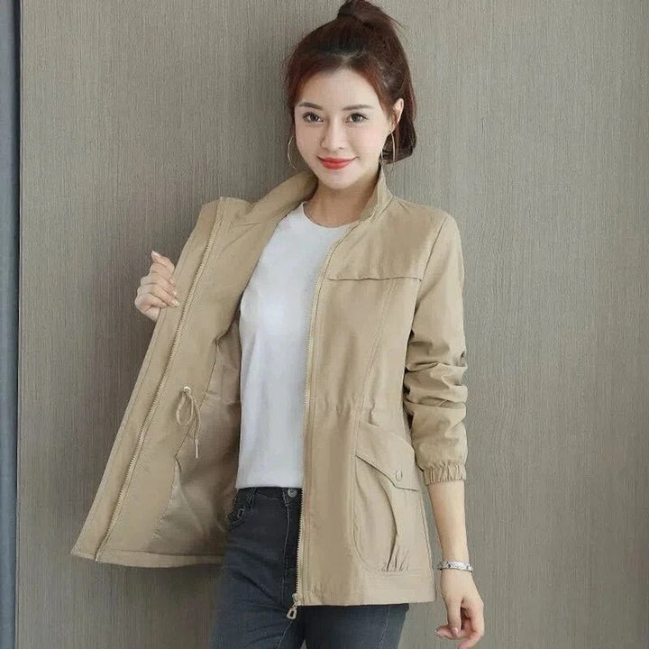 Women's Lightweight Zip-Up Drawstring-Waist Transitional Jacket