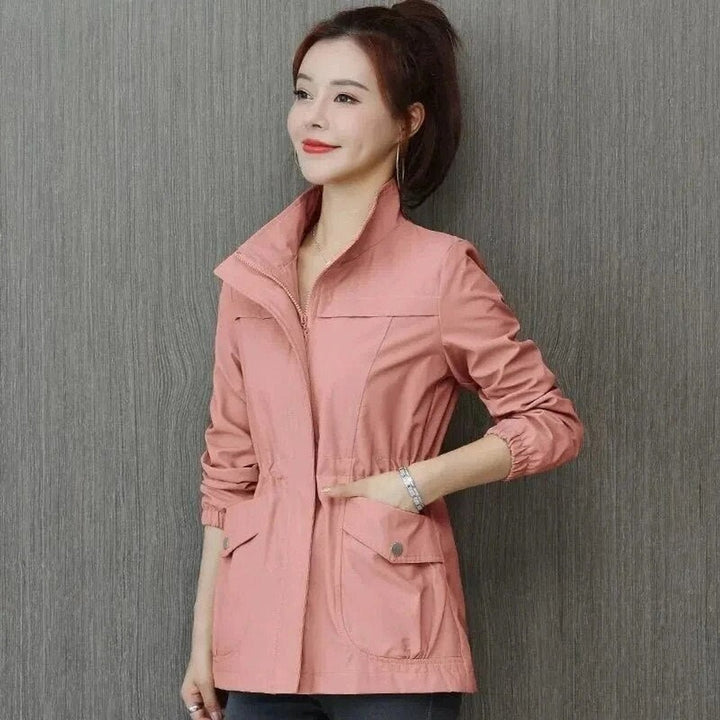 Women's Lightweight Zip-Up Drawstring-Waist Transitional Jacket