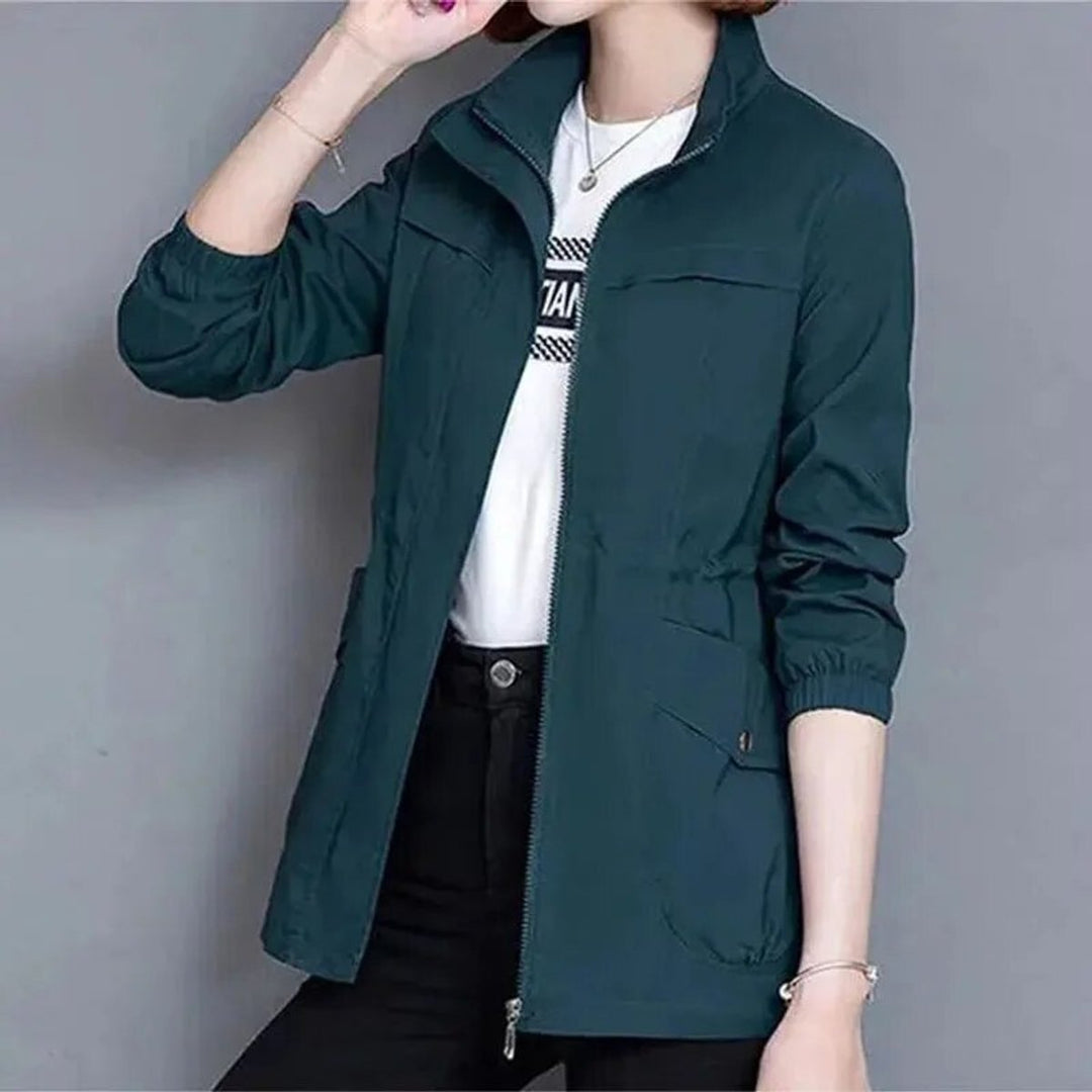 Women's Lightweight Zip-Up Drawstring-Waist Transitional Jacket