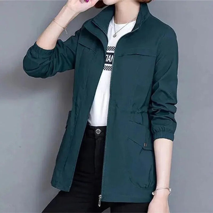 Women's Lightweight Zip-Up Drawstring-Waist Transitional Jacket