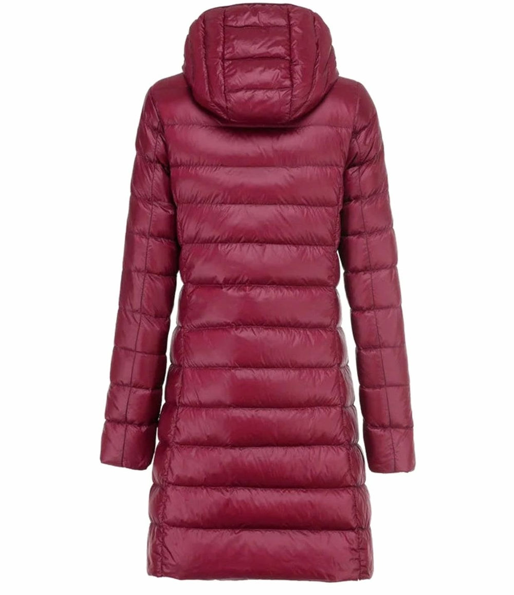 Women's Long Hooded Lightweight Quilted Puffer Jacket
