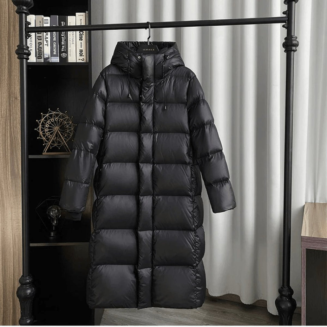 Women's Long Hooded Relaxed-Fit Quilted Padded Coat