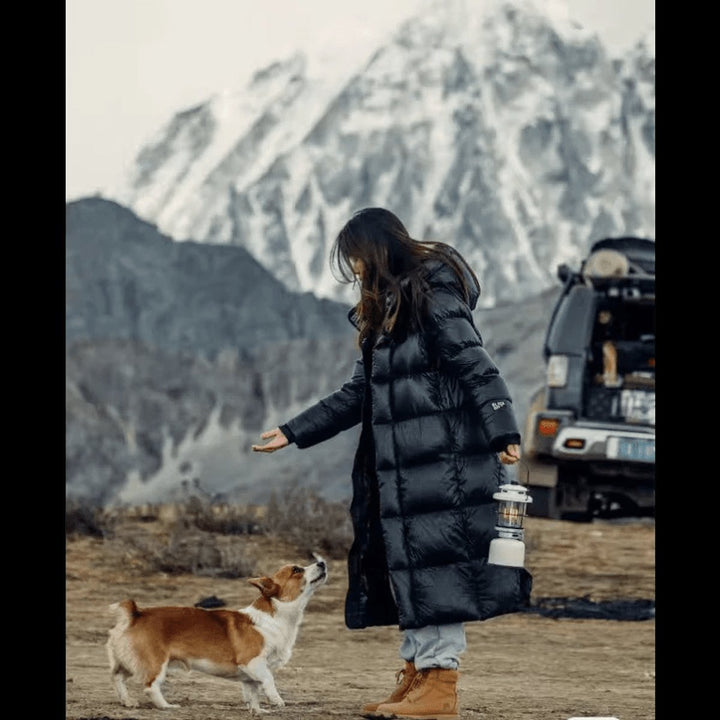 Women's Long Hooded Relaxed-Fit Quilted Padded Coat