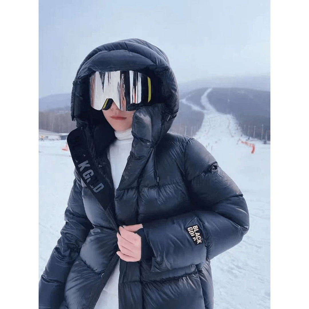 Women's Long Hooded Relaxed-Fit Quilted Padded Coat